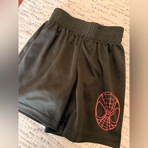 Marvel Black Shorts with Red Spider Mask Graphic